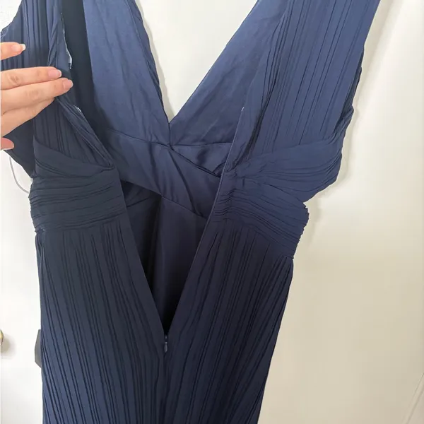 Lulus Compelling Poise Navy Blue Plisse Cutout Sleeveless Maxi Dress Size Medium - Image 10