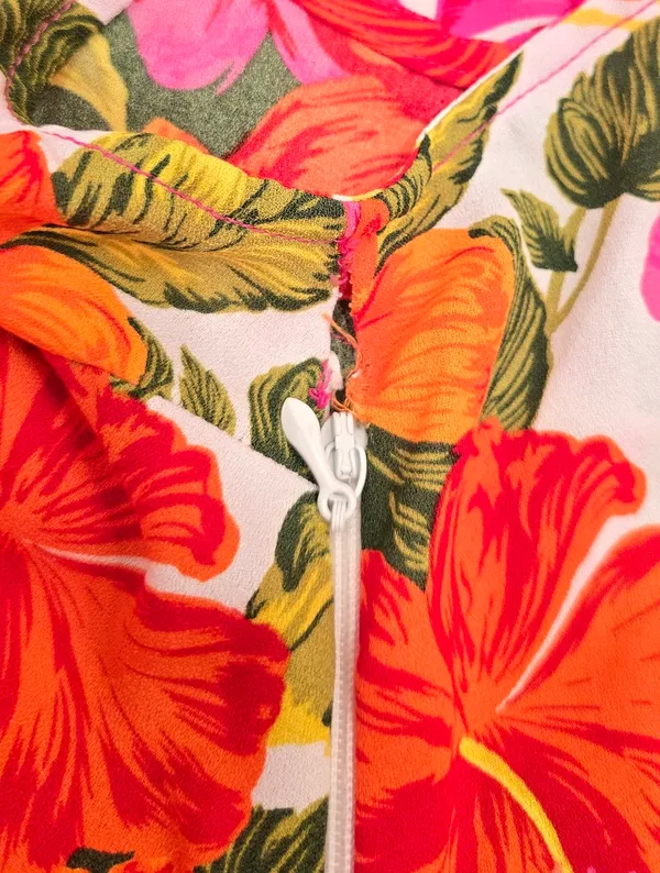 Show Me Your Mumu Raquelle Romper Floral Bold Tropical Print Ruffle Trim Small - Image 5