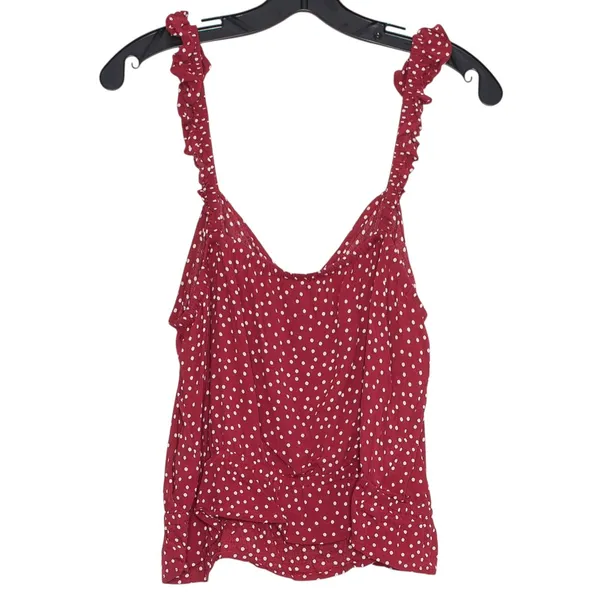 Express Tank Top Polka Dot Cottage Ruffle Coquette Y2K Retro Romantic Red Large‎ - Image 2