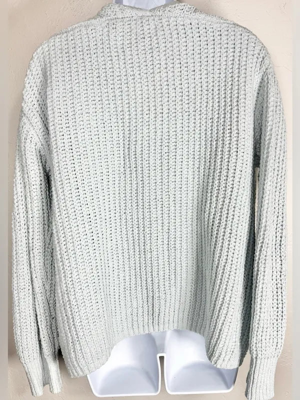 American Eagle Outfitters Open-Front Chunky Knit Cardigan Light Blue Size Small - Image 4