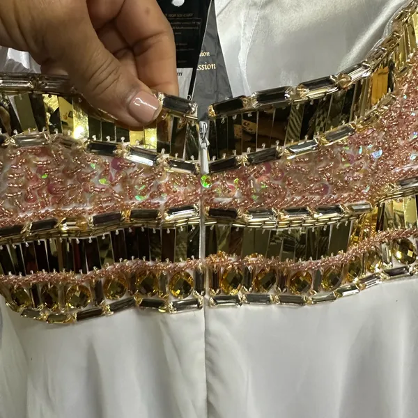 Gold and White Strapless Gown fits about a size 11/12 - Image 7
