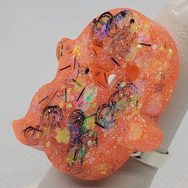Halloween Adjustable Orange & Black Ghost Ring - Image 4