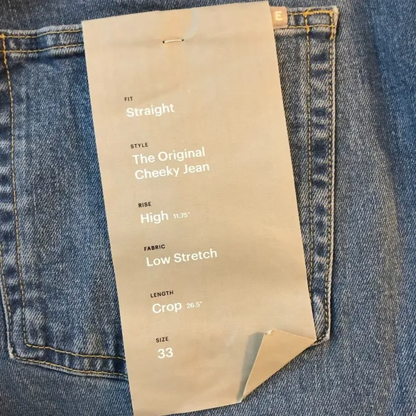 Everlane Womens The Original Cheeky Jeans Stretch Worn-In Mid Blue 33 Crop - Image 5