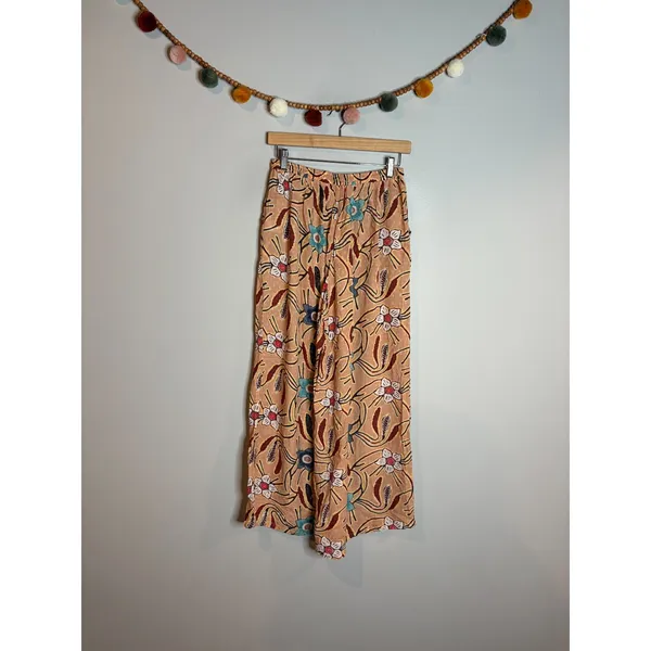 Christian Siriano apricot patterned boho wide leg pants - Image 2