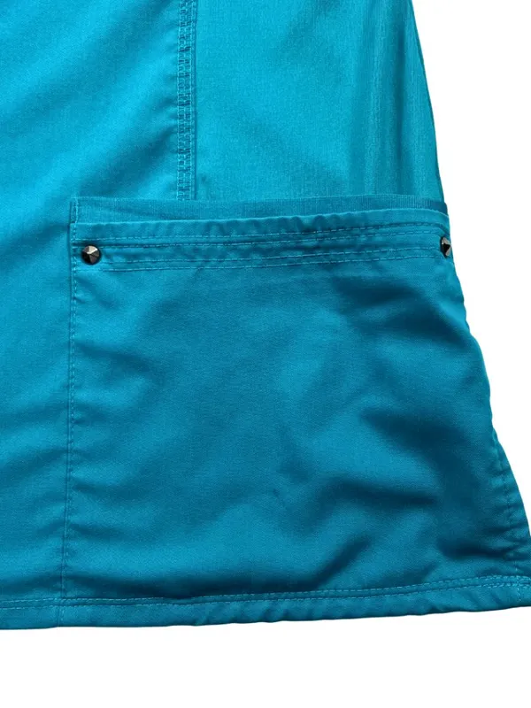 Healing Hands Purple Label Yoga Scrub Top Teal Blue XL V-Neck Stretch - Image 3