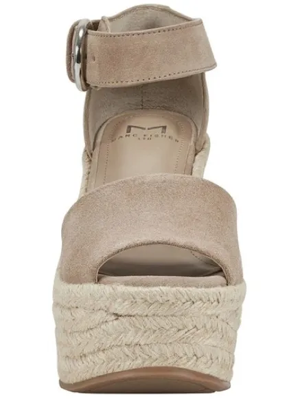 Marc Fisher Suede Ankle-Strap Espadrille Wedge Sandals - Taupe - Image 4