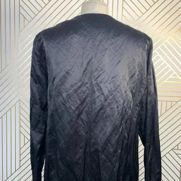 Eileen Fisher Crinkle‎ Black Sheen Overcoat Jacket - Image 7