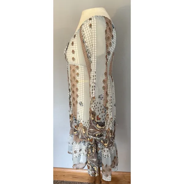 VTG Fire Los Angeles Dress Sz SMALL‎ Boho Peasant Fairy Sheer Festival Y2K Flowy - Image 8