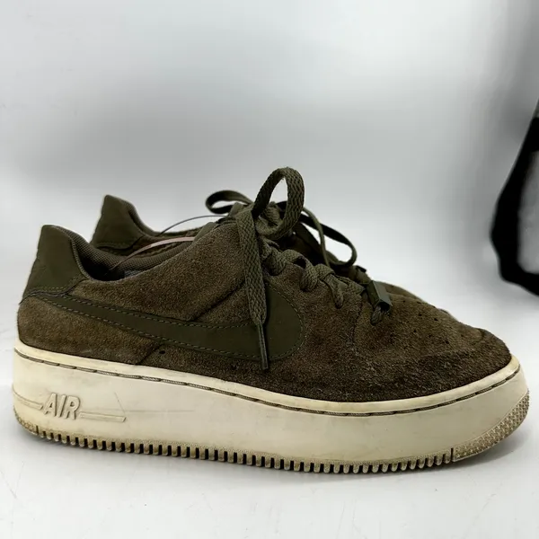 Nike Air Force 1 Sage Low Sneakers Suede Platform Trooper Phantom Green 9 - Image 3