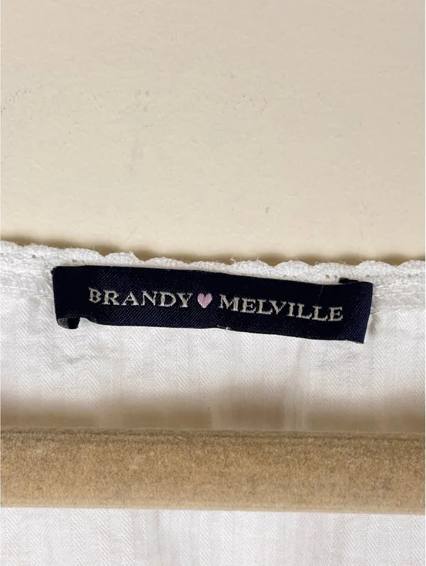 Brandy Melville Blair Top White Puff Sleeve Babydoll Button Front XS - Image 2
