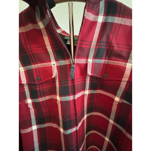 Lauren Ralph Lauren Wool Plaid Shirt Jacket Womens 1X‎ Red Shacket Quarter Zip - Image 4