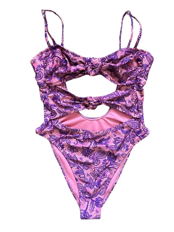 Floral Cutout One Piece Swimsuit - Image 3