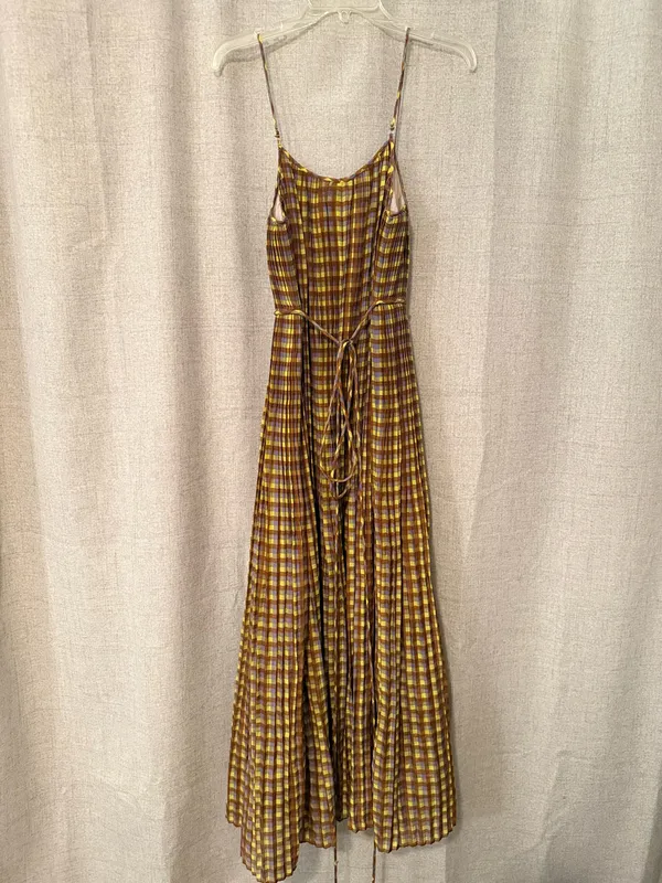 Tory Burch Pleated Midi Dress in Purple Veronica Plaid | 6 - Image 7