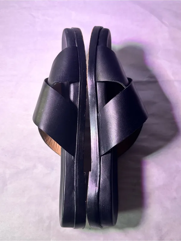 Madewell Black Crossband Leather Slide Sandals - Image 8