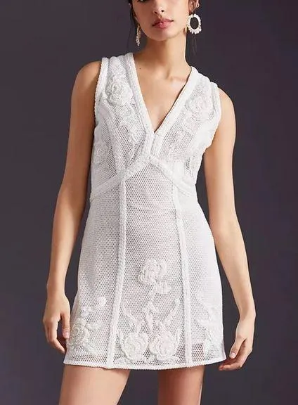 Anthropologie x Not So Serious by Pallavi Mohan NWT Deep-V Mini Dress Size Large - Image 2