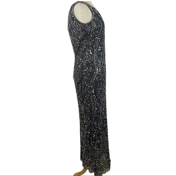 PISARRO NIGHTS Sequin & Bead Sleeveless Gown size 4 - Image 11