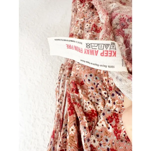 Free People All My Love Pink Multi Floral Print Wrap Slip Dress Size Large - Image 7