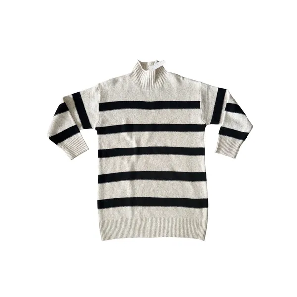 Line and Dot Rosie‎ Sweater Dress Women S Oatmeal Black NEW Striped LD5181B - Image 5