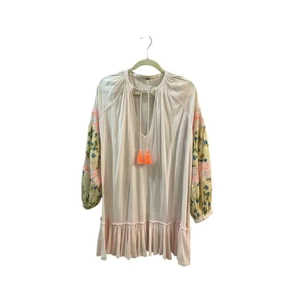 Anthropologire Free People Mix it Up tunic dress pale pink contrast sleeves sz - Image 3