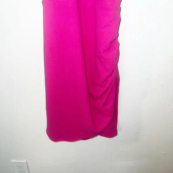 Sincerely Jules hot pink glitter fringe open back high neck mini dress - Image 3