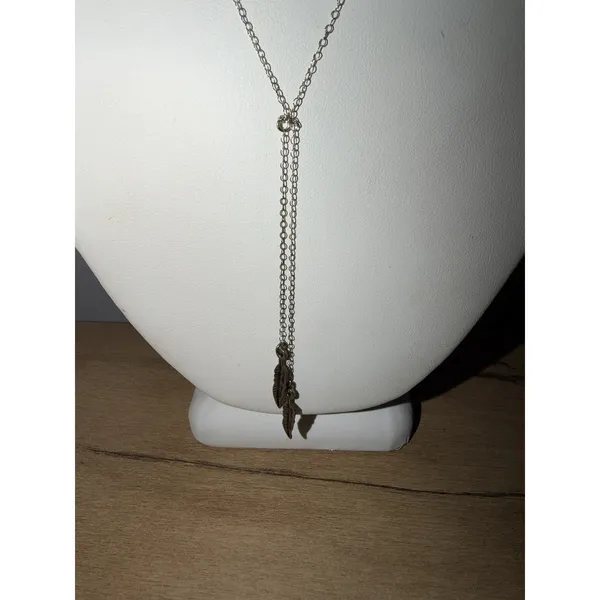 925 Sterling Silver Feather Y Drop Necklace Lariat Style - Image 4