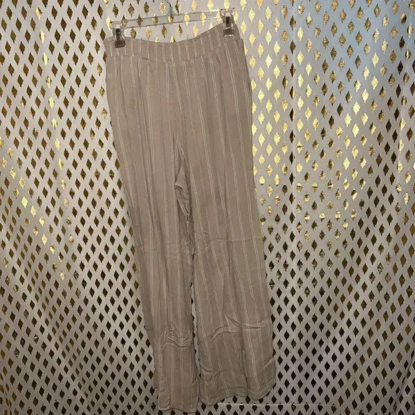 Boho chic beach pants nude flowy coverup linen style pool wide leg size L - Image 4