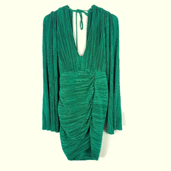 Hello Molly Hype Girl Plisse Long Sleeve Mini Dress Green US Size 8 - Image 3