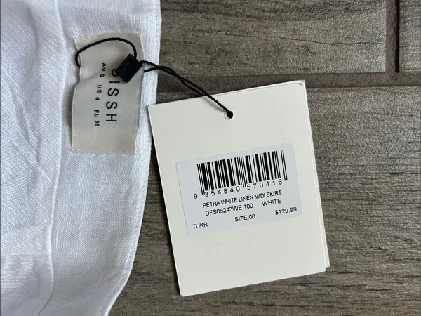 DISSH White Midi Skirt with Ladder Hem Detail - Image 2