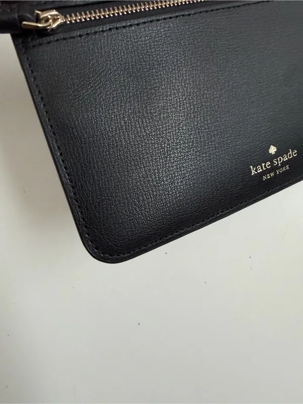 Kate Spade Patrice Wristlet Leather Double Zip Pockets Credit Card Slots Black - Image 15