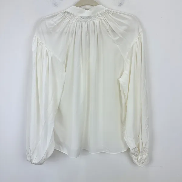 Madewell Shirred Long Sleeve Top Blouse Silk Lightweight Winter White Medium NWT - Image 12