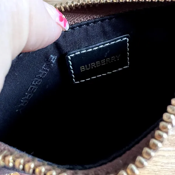 Burberry Kelbrook Check Coated Canvas Zip Coin Case in Dark Birch Brown Wallet - Image 8