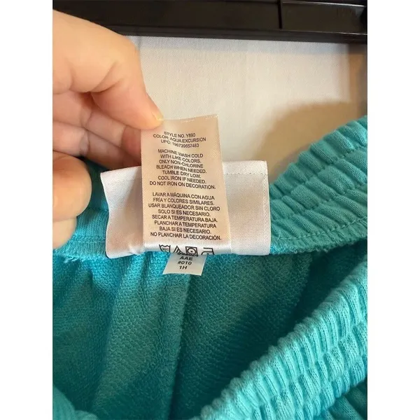 Champion Sweat Shorts Womens Size S Aqua Blue Drawstring Pockets - Image 5
