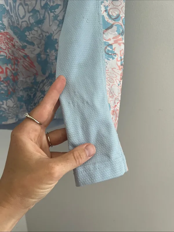Light Blue Long Sleeve Abstract Print Top Size M - Image 4