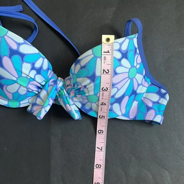 Aerie Bridget Blue & Purple Floral Underwire Padded Bikini Top. Size 34A - Image 5