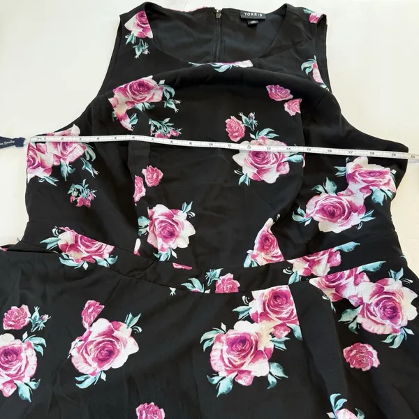 Torrid Black Pink Floral Georgette Sleeveless‎ Maxi Dress Size 16 - Image 10