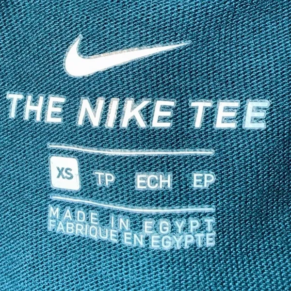 Nike Dark Teal Black White Blue Long Sleeve Gym Yoga Shirt Top XS women’s logo - Image 3