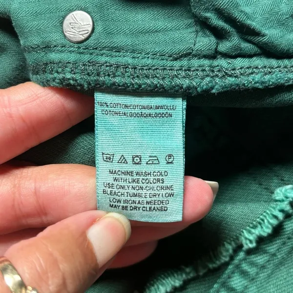 Free People We the Free Zip It Up Mini Jean Skirt Green Cotton size 31‎ *251 - Image 10