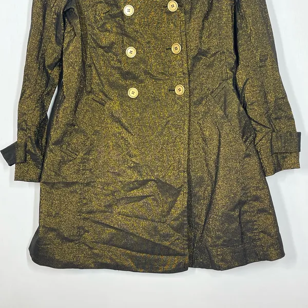 Wet Seal‎ Vintage Y2K NWT Trench Coat Size Large Gold Metallic Double Breasted - Image 4