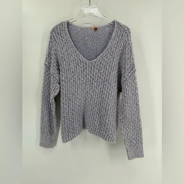 Anthropologie Pilcro Christian Periwinkle Lavender V-Neck Cropped Sweater - M‎ - Image 8
