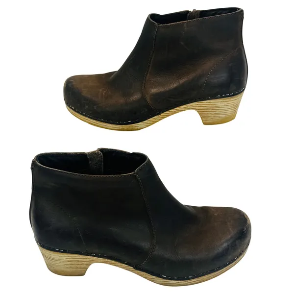 Dansko‎ Maria Brown Leather Clog Ankle Boots Wood Heel Womens 36 Rustic Cottage - Image 10