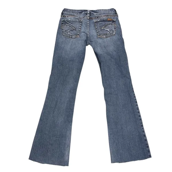 Silver Jeans Lola Flare Leg Distressed Denim Blue Jeans Pants size 28 - Image 4