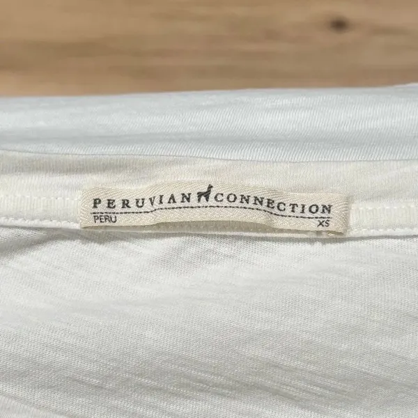 Peruvian Connection White Ruffle Sleeve Shirt Women’s XS - Image 3