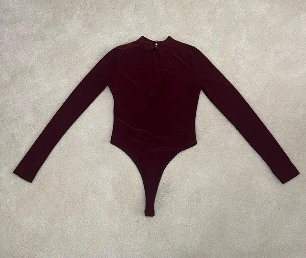 Burgundy Long Sleeve Bodysuit | Medium Red - Image 2