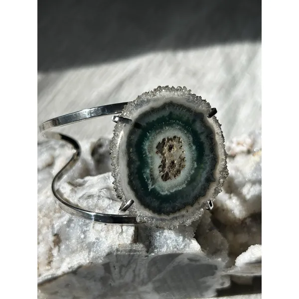 Stalactite Flower Quartz Silver Electroplated Cuff Bracelet Brazilian - Image 3