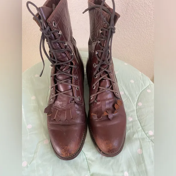 Justin Boots Style L0641 Lace Up Boots Women’s size 7B - Image 4