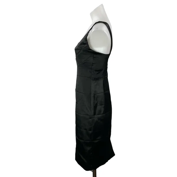 London Times Black Sleeveless Silk Satin Sweetheart Bandage Mini Bodycon Dress 4 - Image 2