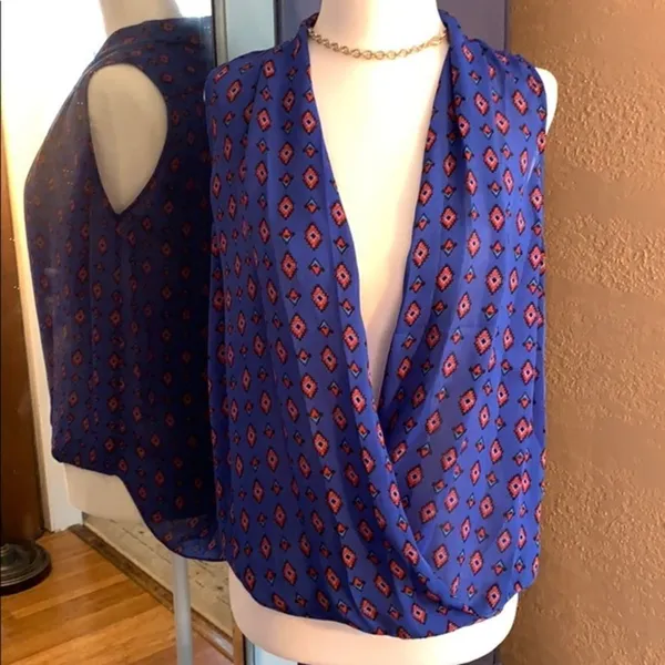 Zara Blue Sleeveless Blouse Size XS - Image 2