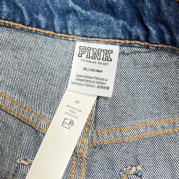 Pink Victoria's‎ Secret High Waisted Cut Off Denim Shorts Blue Size 26 NWT - Image 5