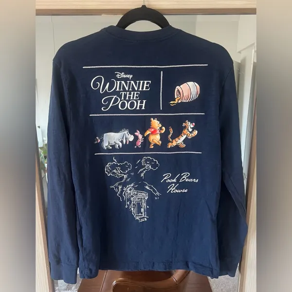 Winnie the Pooh and Pals Long Sleeve T-Shirt for Adults size Small embroidered - Image 3