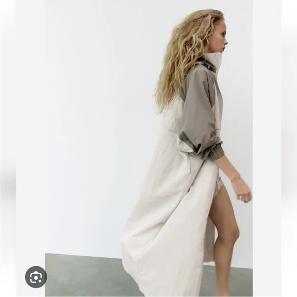 Zara 2 in 1 Parachute Jacket convertible full length coat rain waterproof - Image 16